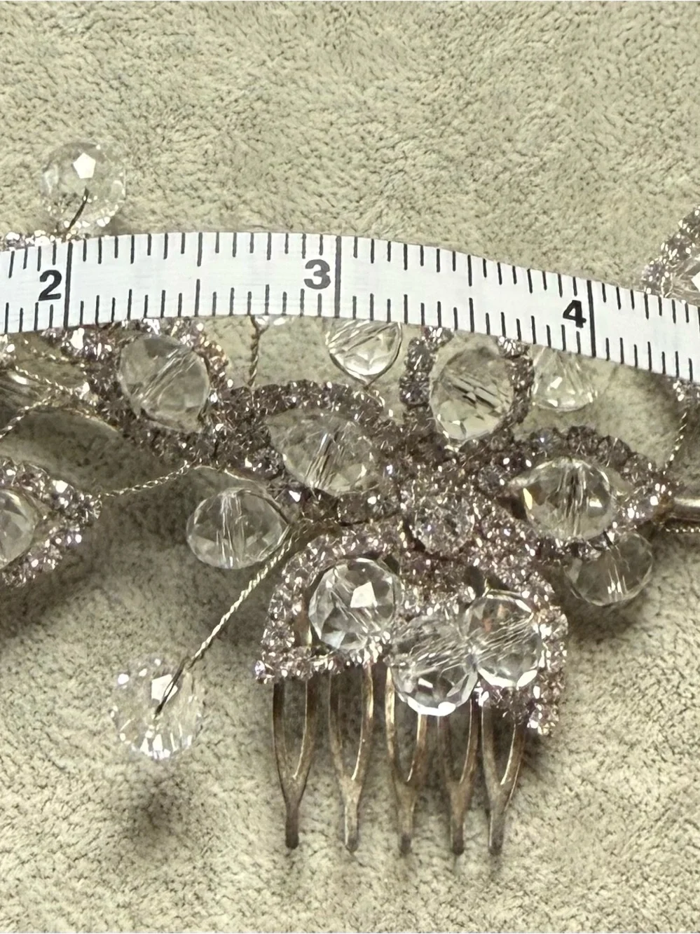 Crystal Floral Bridal Hair Comb - Silver Tone